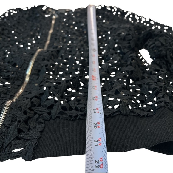 GRACIA Lace Bomber Jacket, Front Zip, Women’s, Color Black, Size Medium - Picture 4 of 10